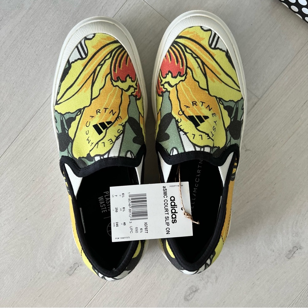 NWT Adidas Stella McCartney Court ASMC Slip On Shoes Womens sz 9 Platform Canvas